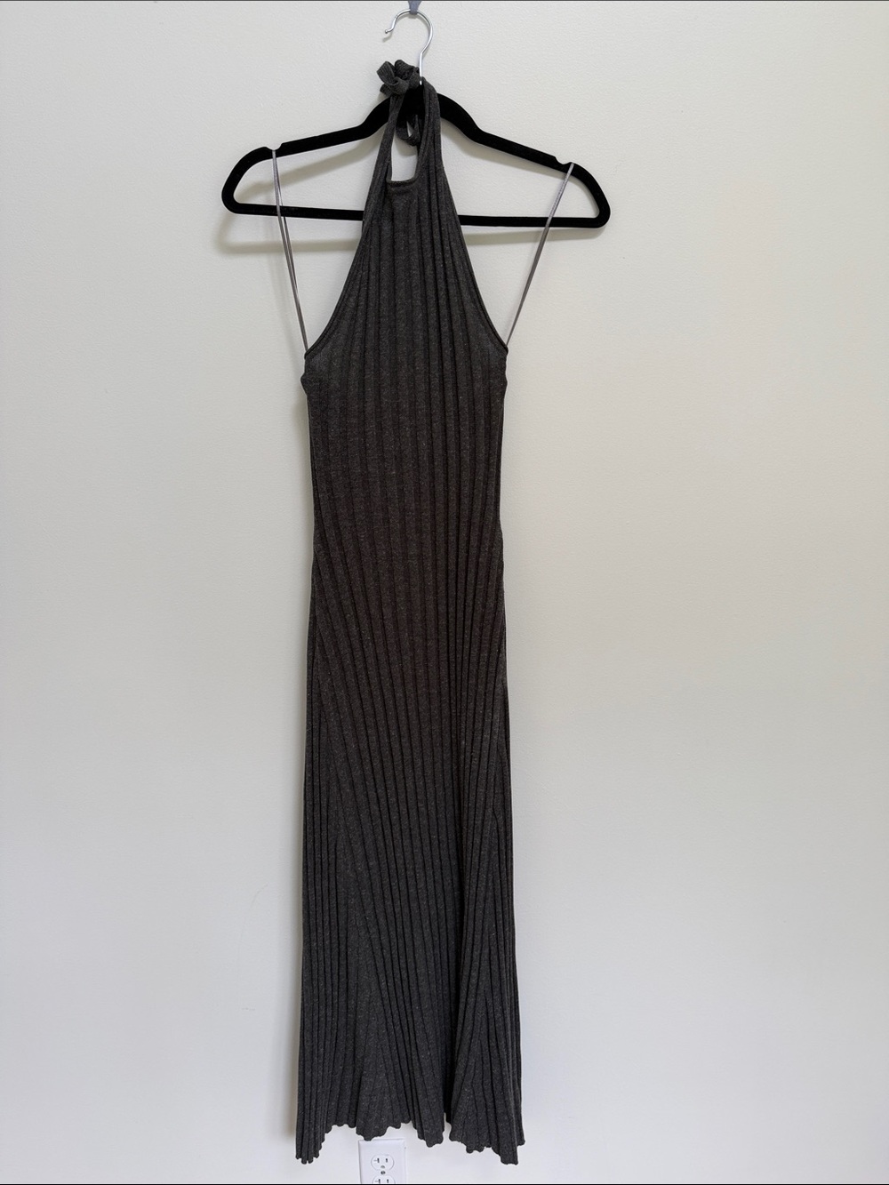 DISSH Ribbed Halter Maxi Dress in Charcoal